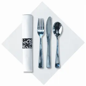 119978 Hoffmaster Linen-like Scroll Metallic Cutlery - 100 / Cs