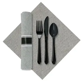120017 Hoffmaster Gray Onyx Caterwrap Napkin With Cutlery - 100 / Cs