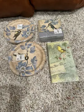 Psl-10307 Hoffmaster Sanctuary Bird Paper Plates Napkins Party Tableware