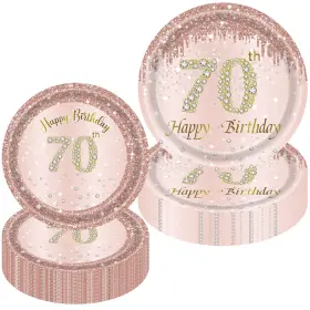 Hokhoo 739804524022 70th Birthday Decorations For Women 50pcs Plates Rose
