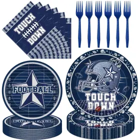 A0601037 Hokinaa Best Cowboy Football Party Decorations - 96 Pcs Blue American Rugby Sports Paper