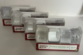 Dp10014-96 Holiday Time Lot Of 4 New Plastic Mini Appetizer And Dessert Tasting Set- 96 Pieces - Each