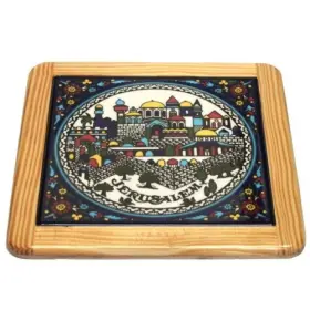 Holy Land Market 796890830611 Jerusalem City Walls And Old View Armenian Ceramic Trivet Hot Plate - La