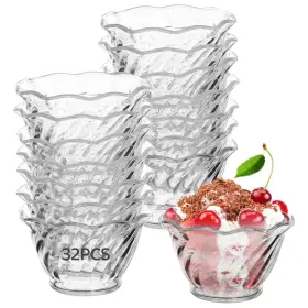 Db0931113 Homaisson 32-pack Clear Plastic Dessert Cups 6 Oz Tulip Shaped Sundae Bowls