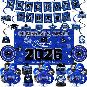 Homdaily B0drhwbckc Graduation Decorations 2026blue And Black Party Suppli