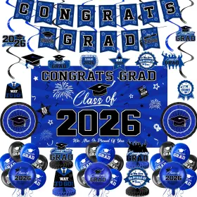 B0drhwbckc Homdaily Graduation Decorations 2026blue And Black Party Suppli