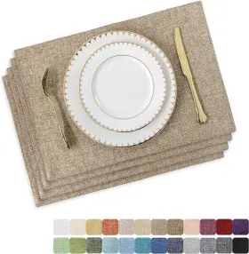 Hblinpm105 Home Brilliant Linen Placemats 13 Inch X 19 Set Of 4 Natural