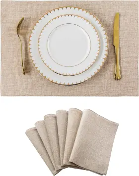 Hblinpm207 Home Brilliant Burlap Linen Placemats 13 Inch X 19 Set Of 6 Light