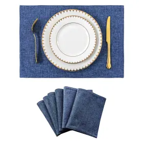 Hblinpm209 Home Brilliant Set Of 6 Placemats 13 Inch X 19 Navy Blue