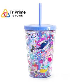 Home Tune 707618917361 Cute Tumbler With Lid And Straw Double Wall 18 Ounces Mermaid
