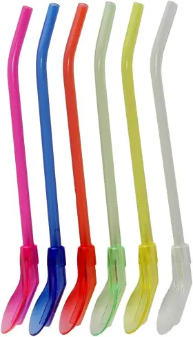 Sh634 Home-x Spoon Straws - 6pcs Colorful Stirring Snow Cone Reusable 2-in-1 Sh634 Home-x Spoon Straws - 6pcs Colorful Stirring Snow Cone Reusable 2-in-1