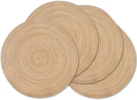 185rpm40822 Homedge Round Placemat Set Of 4 Braided Washable Table 15 Inch Linen Yellow