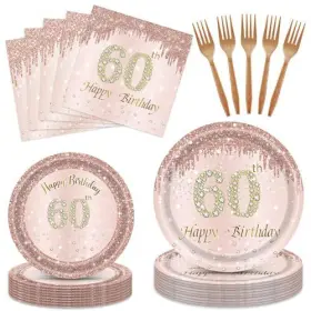 Gold-01 Homes Party 96pcs 60th Birthday Decorations For Women Rose Gold 60 Years Old