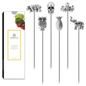 Homestia 938652609729 Metal Cocktail Picks For Drinks 4.6 Inch Toothpicks Garnish Co