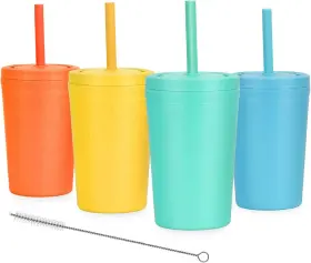 Homestockplus 748792620821 Reusable Wheat Straw Cups With Lids And Silicone Multicolor