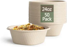 Mw-091 Homestockplus 50 Pack 24 Oz Disposable Paper Bowls - Heavy Duty Bow