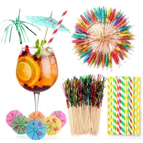 Homico 014834716334 200 Pcs Cocktail Party Decorations With Drink Umbrella Foil Firework