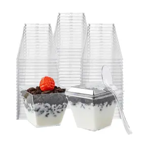 Tpb60 Homip 60pack 4 Oz Dessert Cups With 80 Lids And 60 Spoons Mini Plastic Parfait Cup