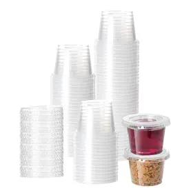 Ty-sc1oz-300g Homip 300pack 1oz Disposable Plastic Portion Cups With Lids Small Mini Sauce