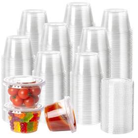 Homip Ty-sc4oz-200g 200pack 4oz Disposable Plastic Portion Cups With Lids Small Mini Sauce