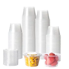 Ty-sc4oz-300g Homip 300pack 4oz Disposable Plastic Portion Cups With Lids Small Mini Sauce