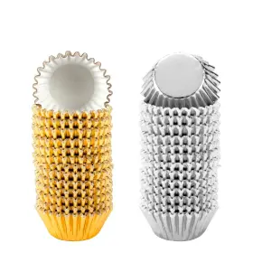 Homtable 192242183419 1000 Pcs Cupcake Liners 1.25 Inches X 0.78 Silver Gold