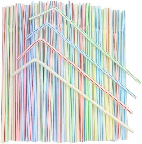 Honest Eco 445024032010 9.45inch Flexible Plastic Straws Extra Long Bendy Prefer Fo