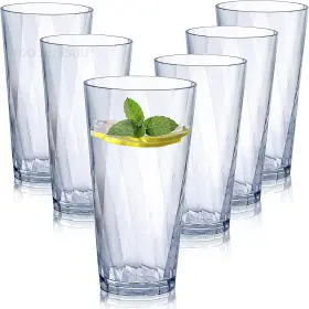 20oz-a Hongboli 722929404423 Unbreakable Plastic Drinking Glasses Set Of 6 Shatterproof Clear