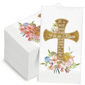 Tt-napkin-5d99 Honoson 100 Pcs He Is Risen Easter Napkins Paper Religious Disposable Cocktail
