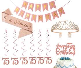 Hontier Bpp-02 Happy 75th Birthday Decorations For Women Including Banner Bir