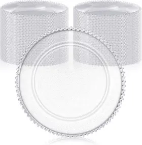 Wl-hoolerry-5154 Hoolerry 50-pack Clear Charger Plates Bulk 13 Inch Plastic Round Beaded Transparent Wl-hoolerry-5154 Hoolerry 50-pack Clear Charger Plates Bulk 13 Inch Plastic Round Beaded Transparent