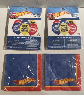 504172 Hot Wheels Cars Dessert Beverage Napkins Balloons Birthday Party Supplies New