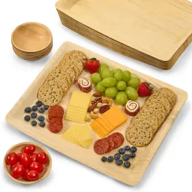 House Ur Home 197644544899 Disposable Charcuterie Boards - Bamboo Like Palm Leaf Platters And Small Dip
