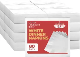 Houzzkingz Usa 313109790711 80 Premium 3-ply White Dinner Napkins Disposable For Party Wedding Reception Pa