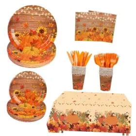 Pumpkin100 Hozyuankj 182pcs Fall Paper Plates And Napkins Set Watercolor Party Supplies Pumpkin