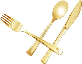Hq 741365809760 N9r 100pcs Gold Plastic Silverware - Cutlery Set Disposable Flatwar
