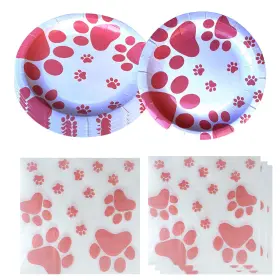 Hqyybf 768358209970 Girl Puppy Paw Prints Birthday Party Supplies 20 Plates And Napkins Dog