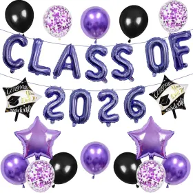 Pd3100089 Hsuusdu Graduation Party Decorations 2026 Balloons 27 Pcs Purple Black Class Of