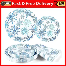 Hy286b Huayou Waipfaru 200 Pcs Christmas Party Supplies Disposable Plates Napkins Set