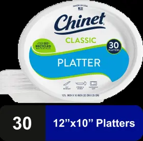 Huhtamaki 313039260261 Chinet Classic Premium Disposable Paper Platters White 12 X 10 Inch 30 Count