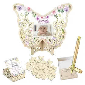 Humstars 717496341967 Lavender Butterfly Birthday Guestbook 7-piece Set 50 Sticky Notes 60 Butter
