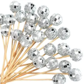Dun-hushee-161 Hushee 100 Pcs Disco Ball Cocktail Picks Stirrers 4.7 Inch Mirror Fancy