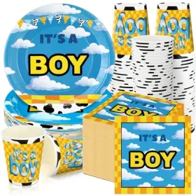Dun-hushee-3167 Hushee 200 Pcs Cartoon Story Baby Shower Paper Plates Napkins Cups