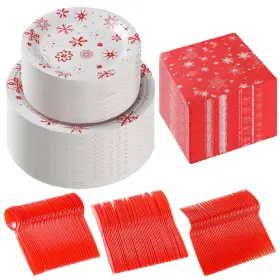Dun-hushee-495 Hushee 300 Pcs Snowflake Christmas Paper Plates And Napkins Set For 48 Guests Knives
