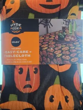 Hyde And Eek 492404341979 Easy Care Oblong Pumpkin Table Cloth 60 Inch X 84 Fun Halloween Decor