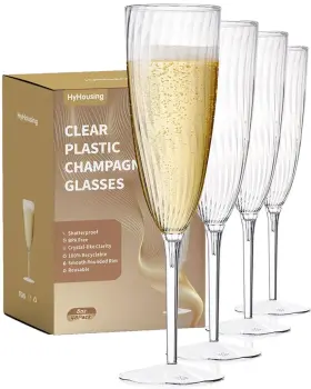 Hyhousing 754449026380 48 Plastic Champagne Flutes Clear Disposable Glasses Reusa