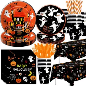Hyc194 Hyowchi Halloween Party Decorations Tableware For Kids Birthday Baby Black Orange