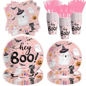 Hyc195 Hyowchi Halloween Birthday Plates And Napkins Party Supplies Girl Pink Ghost
