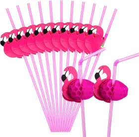 Hysagtek 799355403719 50 Pcs Flamingo Straws Drinking Bachelorette Bendable Coc