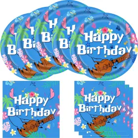 A002 Hysnol Blue Cartoon Animation Luau Birthday Party Supplies Include 20 Plates And